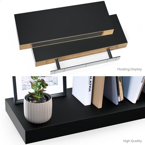 Ballucci Floating Shelves 2-Pack Black 16 Inch Wall Mount Set