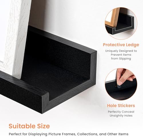 Richfocus Picture Ledge Shelf Set of 2 Black 55 Inch Floating Shelves