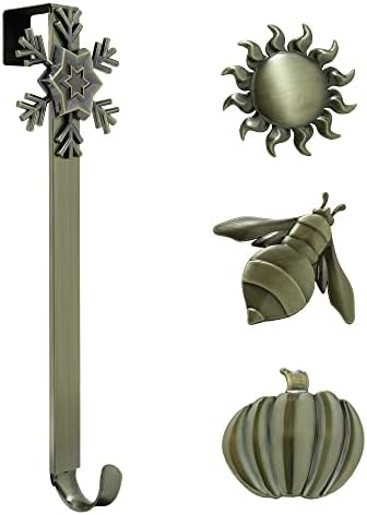 Haute Decor Adjustable Length Wreath Hanger with Interchangeable Icons