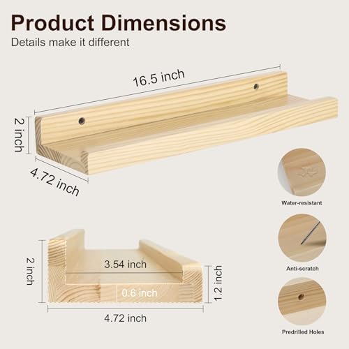RANXFLOAT 165 Inch Set of 2 Wooden Floating Wall Shelves