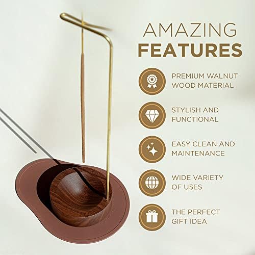 Dostende Incense Holder with Brass Stick Holder and Ash Catcher