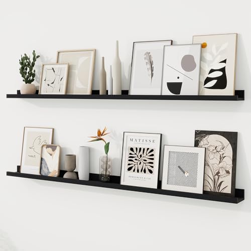 Richfocus Picture Ledge Shelf Set of 2 Black 55 Inch Floating Shelves
