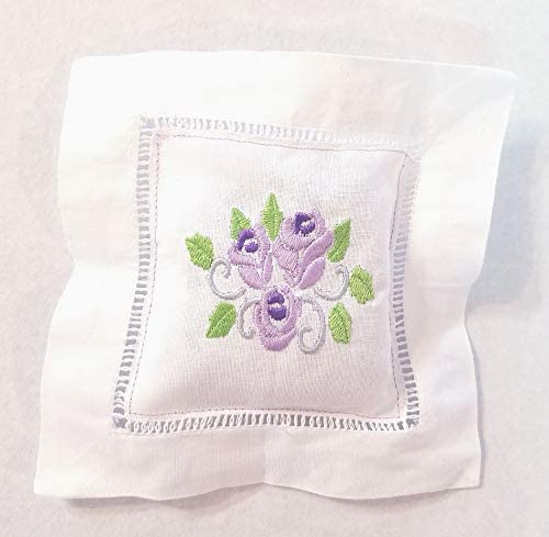 Lavender Rose Embroidered Linen Sachet 1