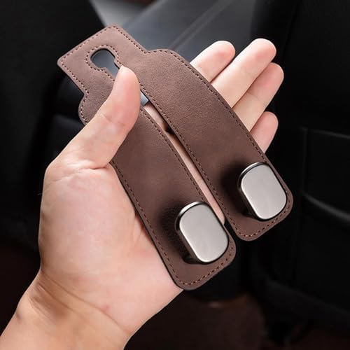 TwinHook Leather Car Headrest Hangers Brown 2