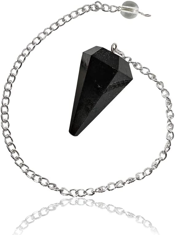 Aleafa Armlet Black Tourmaline Dowser 6 Faceted Pendulum Crystal