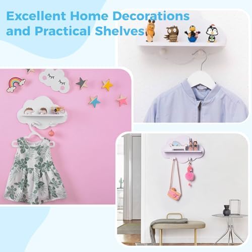 3PCS Wavy Cloud Wall Shelves White Kawaii Design