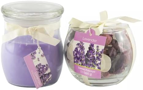 Fragrant Delights Purple Lavender Scented Jar Candle and Potpourri Set