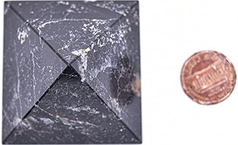 49mm Black Tourmaline Schorl Pyramid Gemstone with Clear Quartz Cabochon