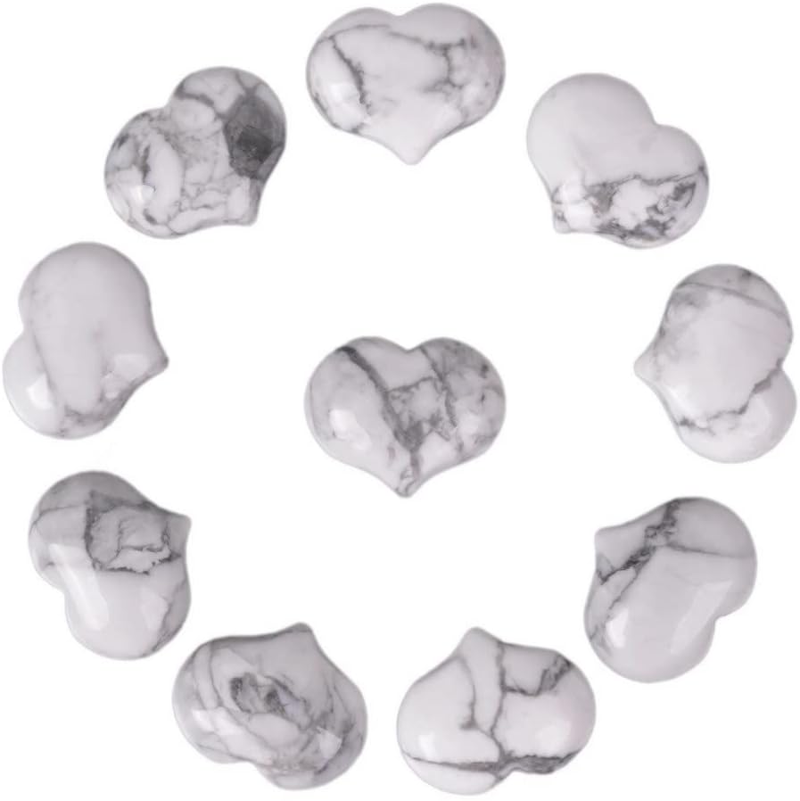 Justinstones Natural Howlite Heart Crystal Stones Pack of 10