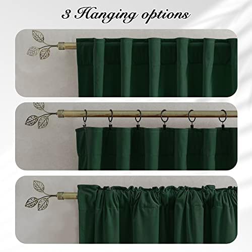 PONY DANCE Velvet Curtains 2 Panels 108 Inch Blackout Hunter Green