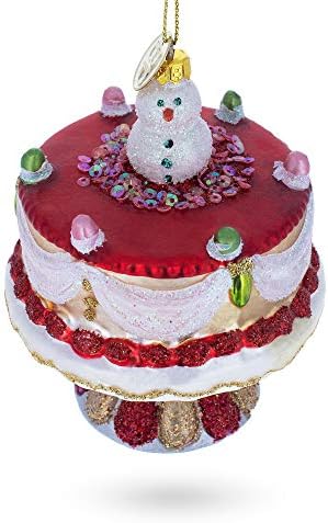 Delightful Snowman Cake Decoration Glass Christmas Ornament 1
