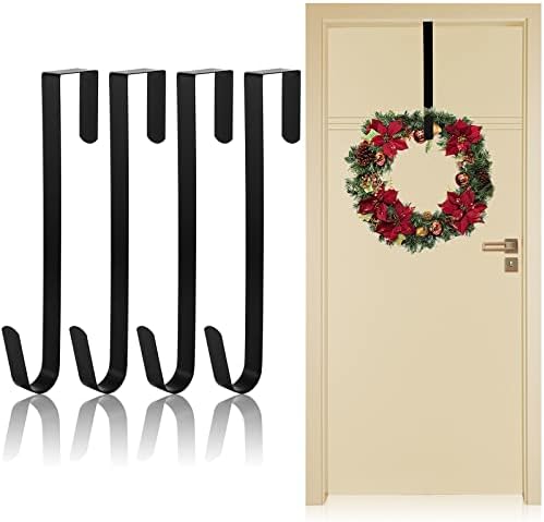Tebery 4 Pack Black Wreath Hangers for Doors
