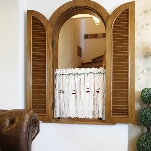 White Polyester Sheer Curtains with Cherry Pattern 79 x 43