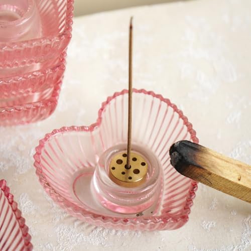 Kanpura Glass Heart Incense Holder Set of 2