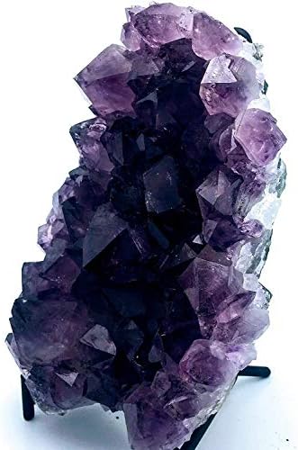 Brazilian Amethyst Crystal Cathedral Druze Geode with Black Wrought Iron Stand