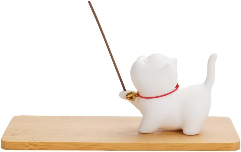 Cute Design Cat Ceramic Incense Holder Set