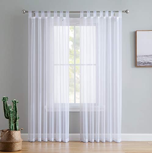 HLC ME White Tab Top Curtain Panels 54x108 Set of 2