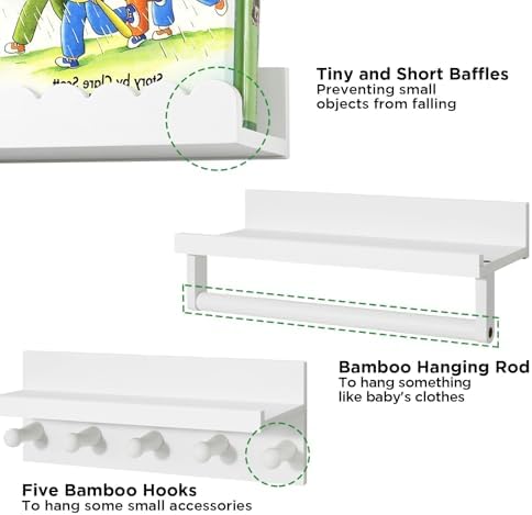 Ollieroo Set of Four Floating Bamboo Bookshelves for Wall