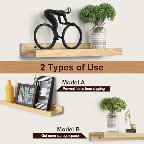 RANXFLOAT 165 Inch Set of 2 Wooden Floating Wall Shelves