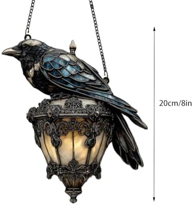 Gothic Raven on Lantern Sun Catcher Decor