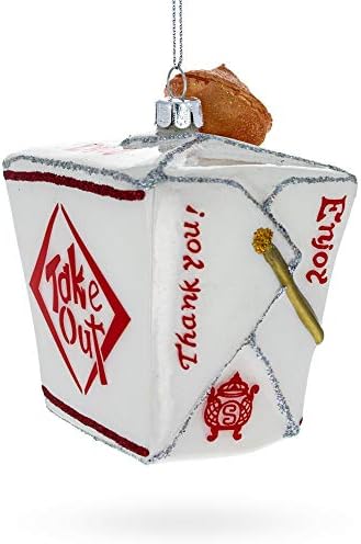 Chinese Takeout Box Christmas Glass Ornament 425 Inches