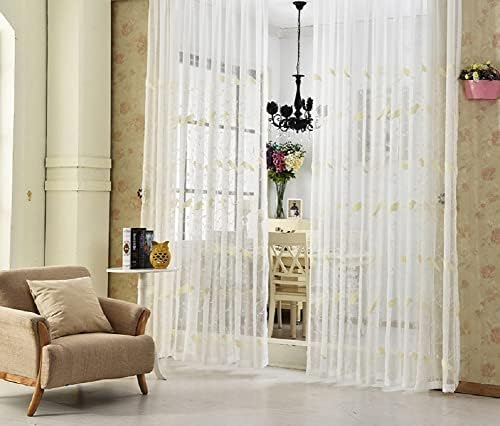 White Bridal Pattern Embroidered Semi Sheer Curtain Panel