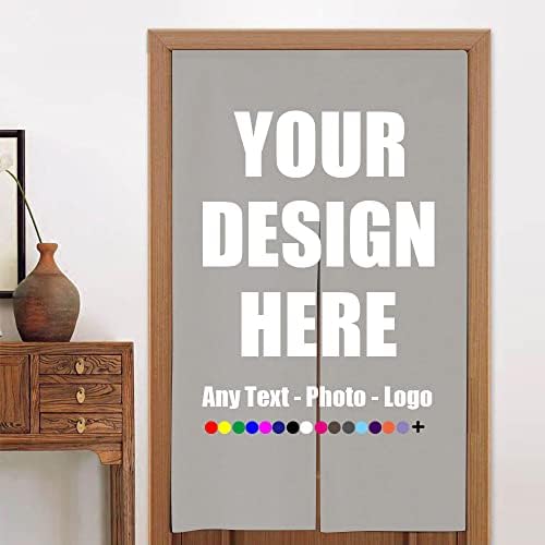 SUPNON Custom Doorway Curtain with Photo Text Logo Silver Panels