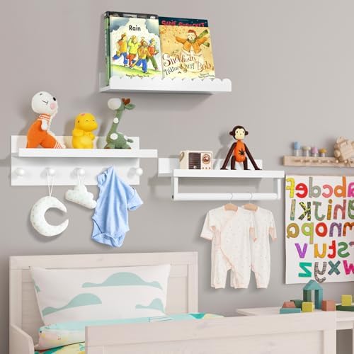 Ollieroo Set of Four Floating Bamboo Bookshelves for Wall