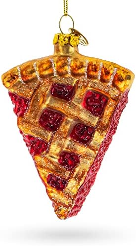 Delectable Cherry Pie Slice Blown Glass Christmas Ornament 1