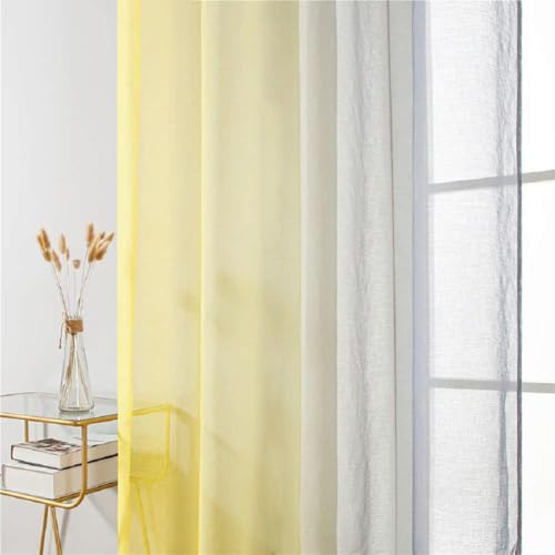 Iuokuby European American Color Gradient Rod Pocket Curtains
