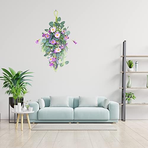 Firlar 197 Inch Artificial Daisy Wreath with Lavender and Eucalyptus