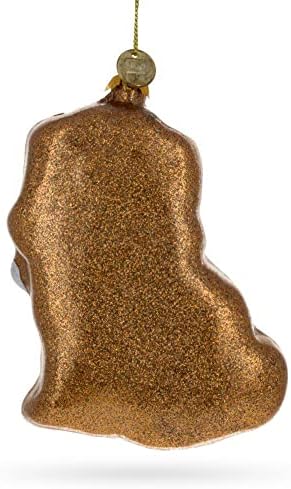 Glitter Spaniel Dog Clutching Bone Glass Christmas Ornament