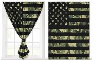 Green American Flag Self Adhesive Blackout Curtains for Windows