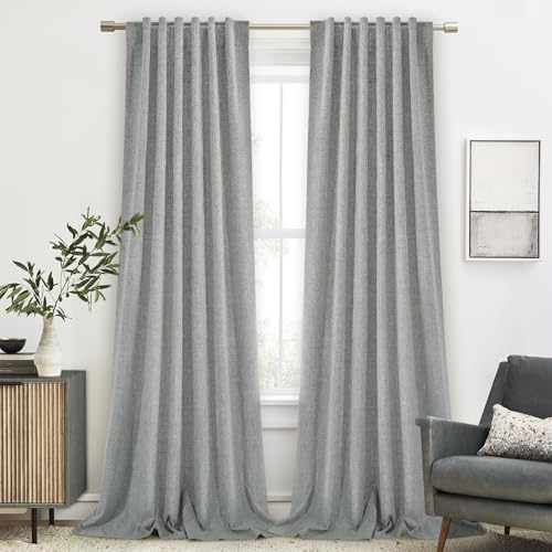 Pangsinn Full Blackout Grey Curtains 52x84 Inches for Bedroom and Living Room