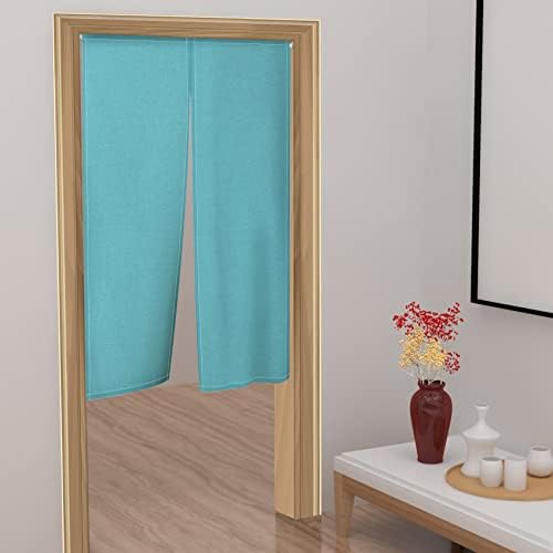 Leowefowa Solid Turquoise Blue Noren Curtain Panel