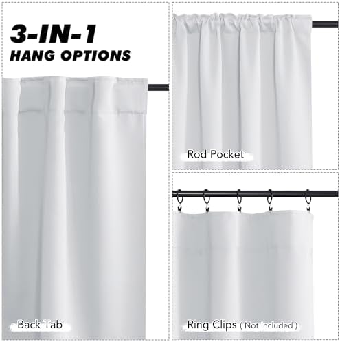 KGORGE 45 Inch Curtains 2 Panels Greyish White