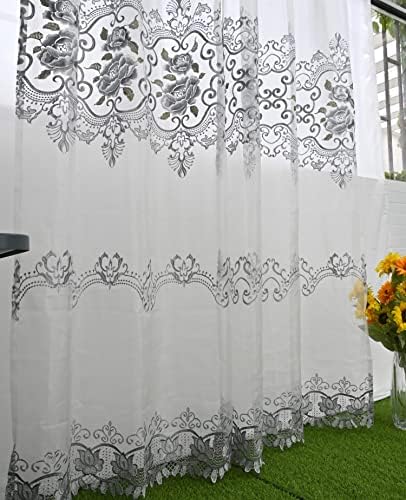 Floral Embroidered Sheer Curtains 1 Panel Rod Pocket Top W75 x L84