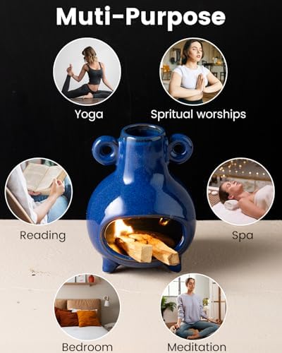 Handcrafted Palo Santo Holder with Blue Design