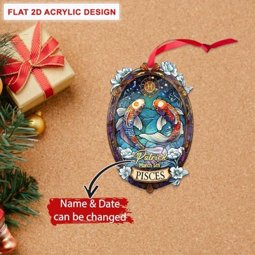 Personalized Pisces Constellation Hanging Ornament for Christmas Tree Decoration