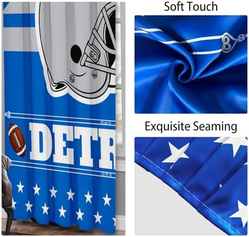 Detroit Football Themed Blackout Curtains 72x84