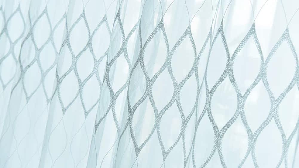 Modern Minimalist Geometric Embroidery Soft Drape Curtains 2 Panels