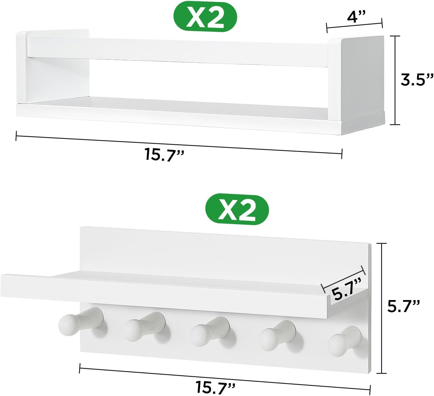 Ollieroo Set of Four Floating Book Shelves for Wall