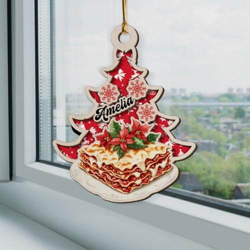 Personalized Lasagna Xmas 2-Layer Wooden Ornament