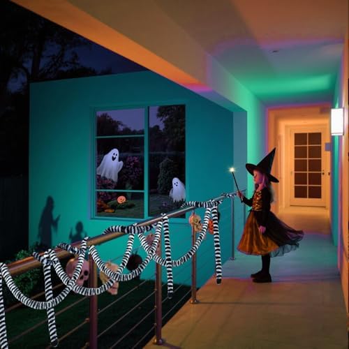 26FT Black White Striped Sandworm Garland Halloween Decoration