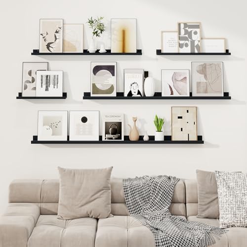 Richfocus Picture Ledge Shelf Set of 2 Black 55 Inch Floating Shelves