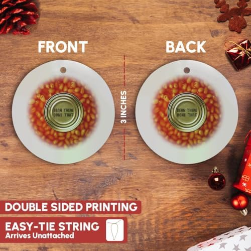 Circle Porcelain Ornament with Baked Beans Eyes Design