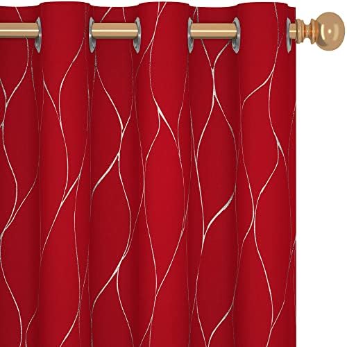Deconovo Blackout Curtains - Silver Wave Pattern 2 Panels