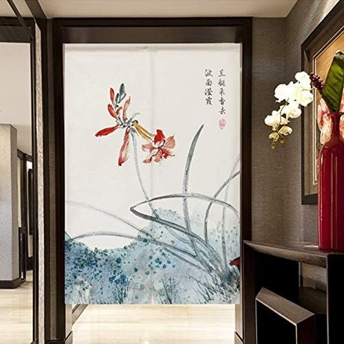 BAIHT HOME Noren Curtain Lotus Design 33 x 59 Inch