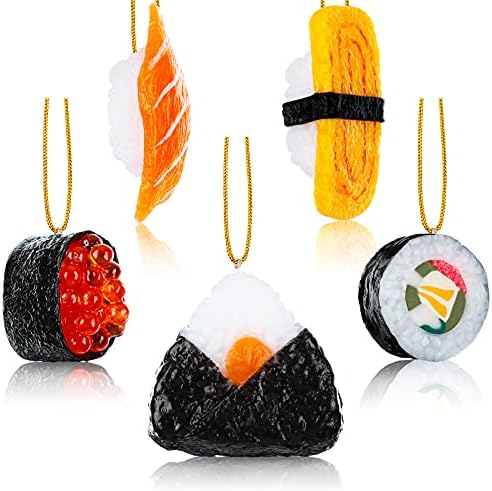 5 Piece Sushi Roll Christmas Ornament Set