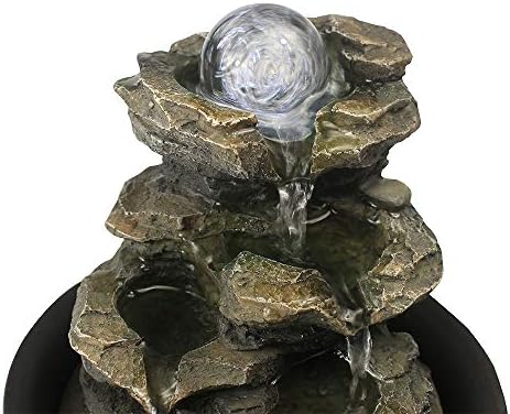 BBabe Spinning Orb Rock Cascade Tabletop Fountain with LED Light
